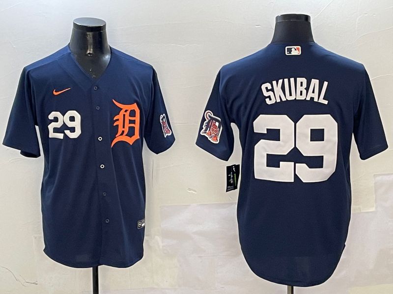 Men Detroit Tigers #29 Skubal Drak Blue Game 2025 Nike MLB Jersey style 3114